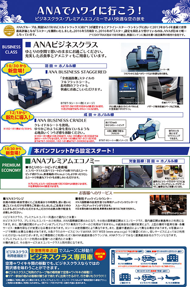 ANAでハワイに行こう!ビジネスクラス・プレミアムエコノミーでより快適な空の旅を