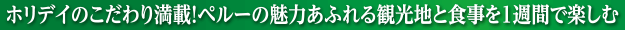 ホリデイのこだわり満載！ペルーの魅力あふれる観光地と食事を1週間で楽しむ